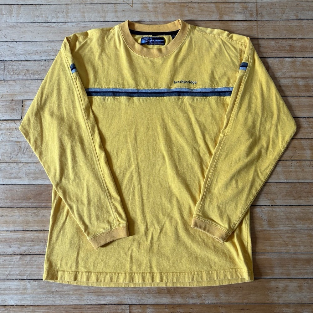 VTG Point Zero Yellow Striped Long Sleeve T-Shirt Surfwear Surf Skater Size L